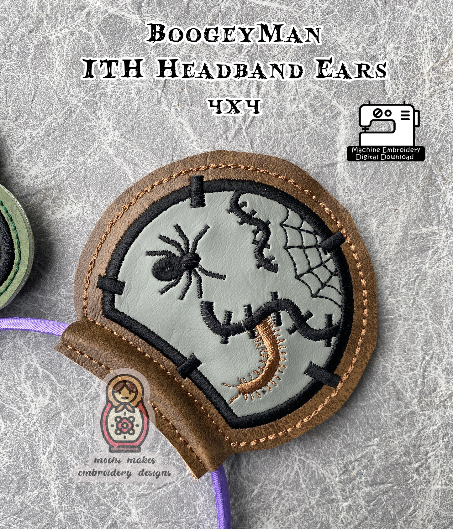 Boogeyman ITH Headband Ears 4x4 Halloween Ghost Spooky Gothic DIY Cosplay Pattern Skeleton Embroidery Sew Digital Download Boogey Nightmare