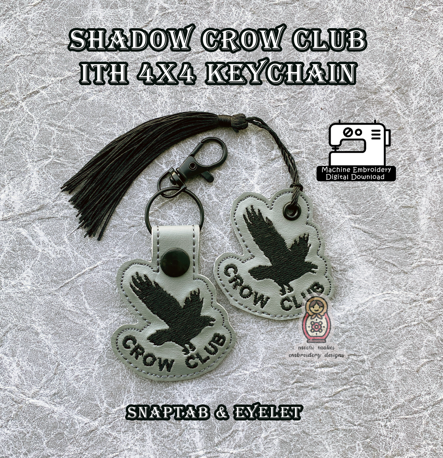 Six of Crows Club Shadow Bone ITH In the Hoop Keychain 4x4 DIY Cosplay Sew Kaz Brekker Dregs Embroidery Pattern Download Darkling Grisha