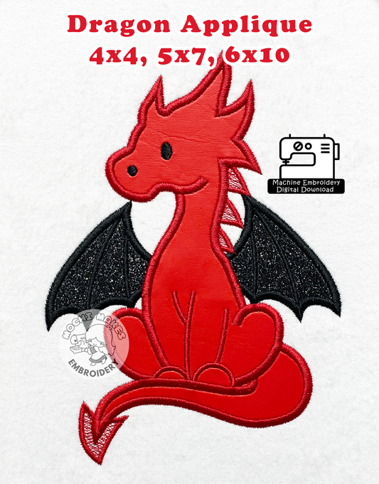 Dragon Fantasy Applique Machine Embroidery 4x4 5x7 6x10 Digital Design Download DND Dungeons Dragons DIY Craft Pattern Kids Children