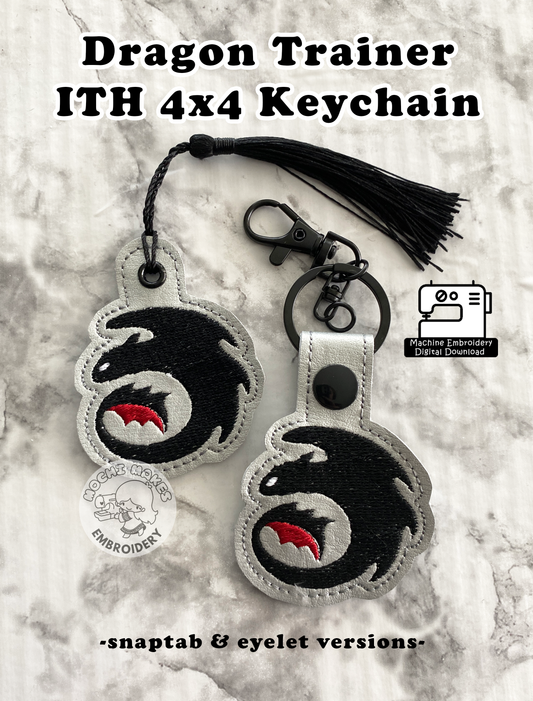 Dragon Trainer ITH In the Hoop Digital Machine Embroidery Pattern Medieval Fantasy Toothless Magic Keychain Pattern Cosplay Craft DIY 4x4