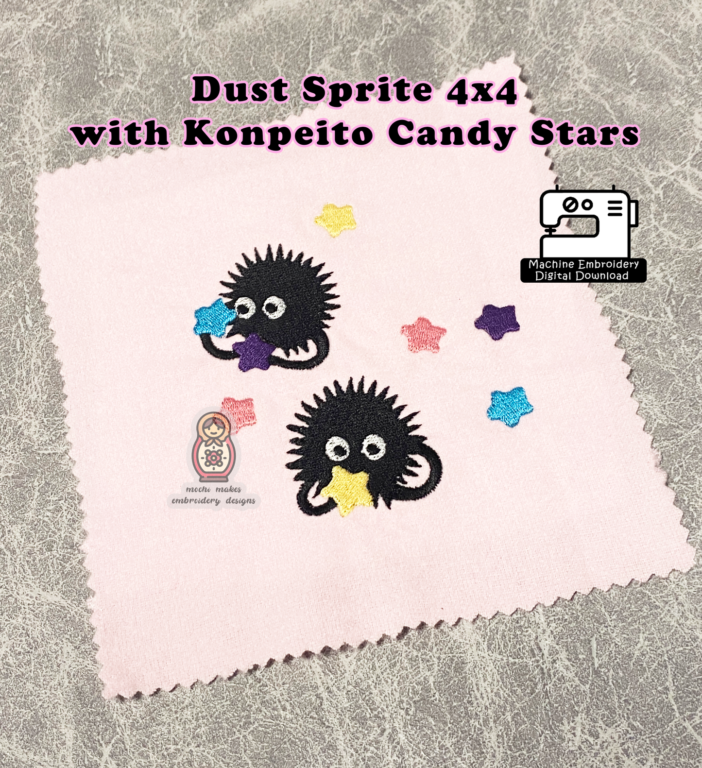 Konpeito Star Candy Dust Sprite Anime Japanese Japan Kawaii 4x4 Machine Embroidery Pattern Digital Download Design Cosplay Cute Kids Craft
