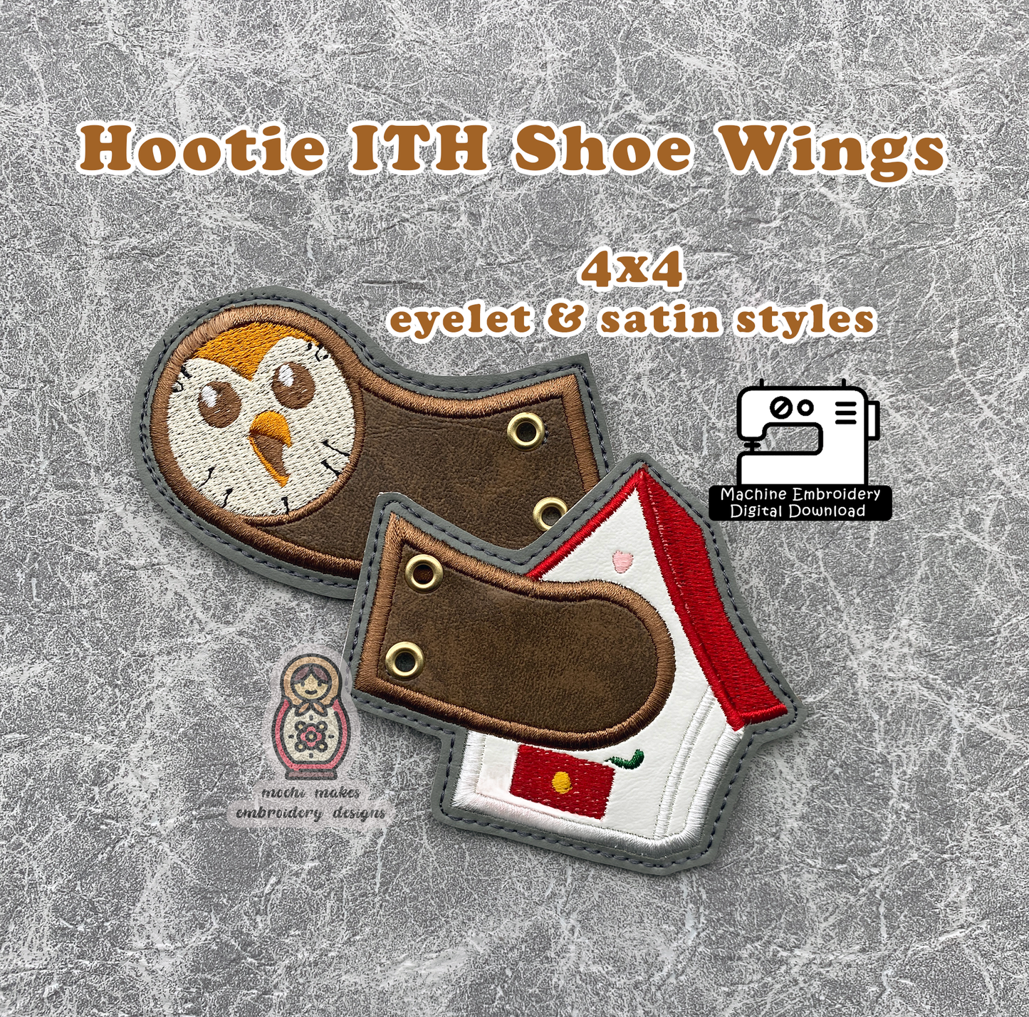 Hootie Owl House ITH Shoe Wings 4x4 Amity Luz Ada Owl Lady King Willow Witch Magic Digital Download Machine Embroidery DIY Cosplay Boot Lace Pattern
