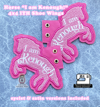 Load image into Gallery viewer, Horse Mojo Dojo Casa House I Am Kenough Ken ITH Machine Embroidery Shoe Wings Accessory Digital Download File DIY Sew 4x4 Barbie Boot Charm
