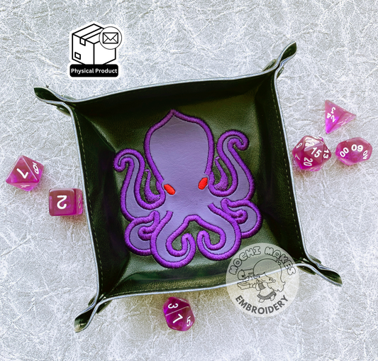 Kraken Octopus Cthulhu Applique Embroidery Dice Tray RPG Dungeons Dragons DND TTRP Board Game D20 Geek Nerd Cosplay Critical Role Play