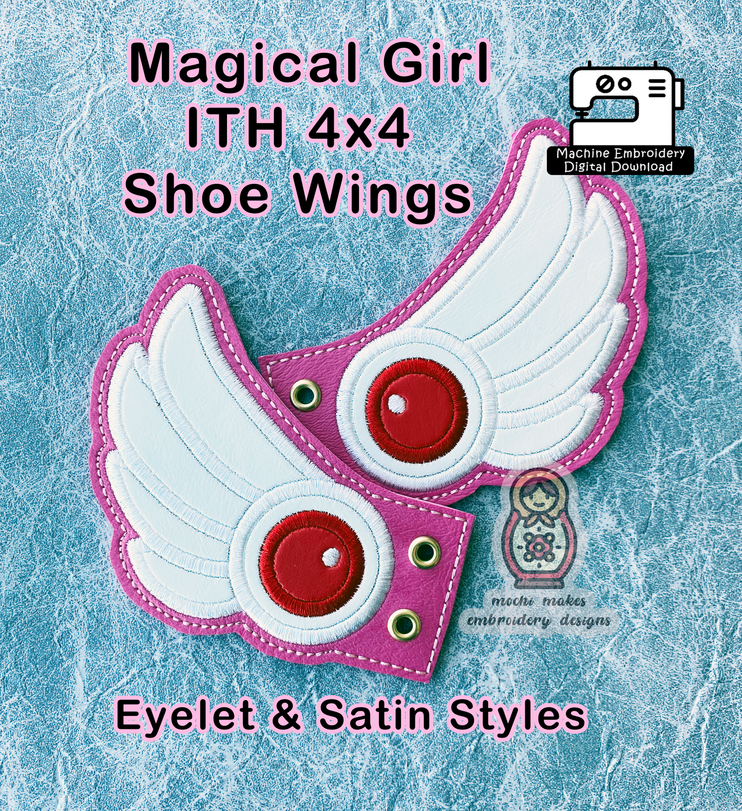 Magical Girl Japan Kawaii Captor Cloud Shoe Wings ITH Machine Embroidery 4x4 Digital Download File DIY Cosplay Design Cosplayer In The Hoop Sakura Boot