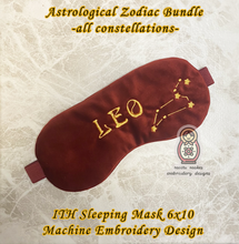 Load image into Gallery viewer, Astrology Zodiac Bundle ITH Sleeping Mask Machine Embroidery Digital Download Design File
