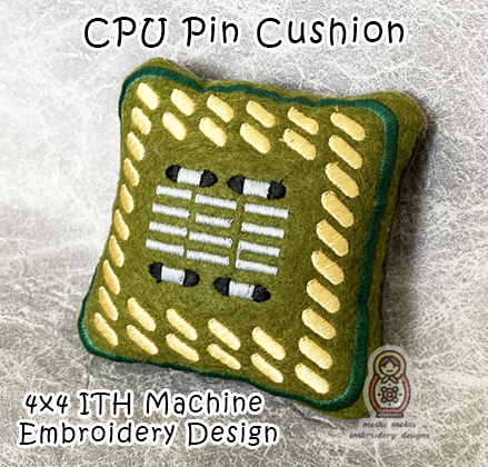 CPU Computer Chip ITH Machine Embroidery Pin Cushion 4x4 Plushie Digital Download File