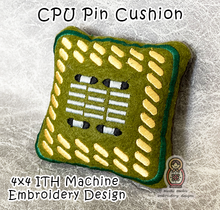 Load image into Gallery viewer, CPU Computer Chip ITH Machine Embroidery Pin Cushion 4x4 Plushie Digital Download File
