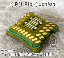 Load image into Gallery viewer, CPU Computer Chip ITH Machine Embroidery Pin Cushion 4x4 Plushie Digital Download File

