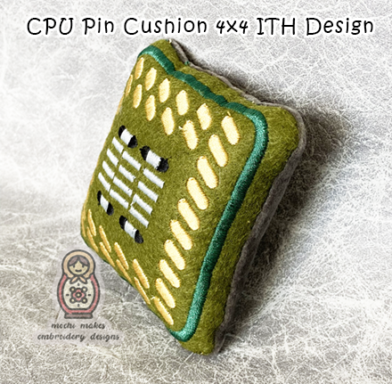 CPU Computer Chip ITH Machine Embroidery Pin Cushion 4x4 Plushie Digital Download File