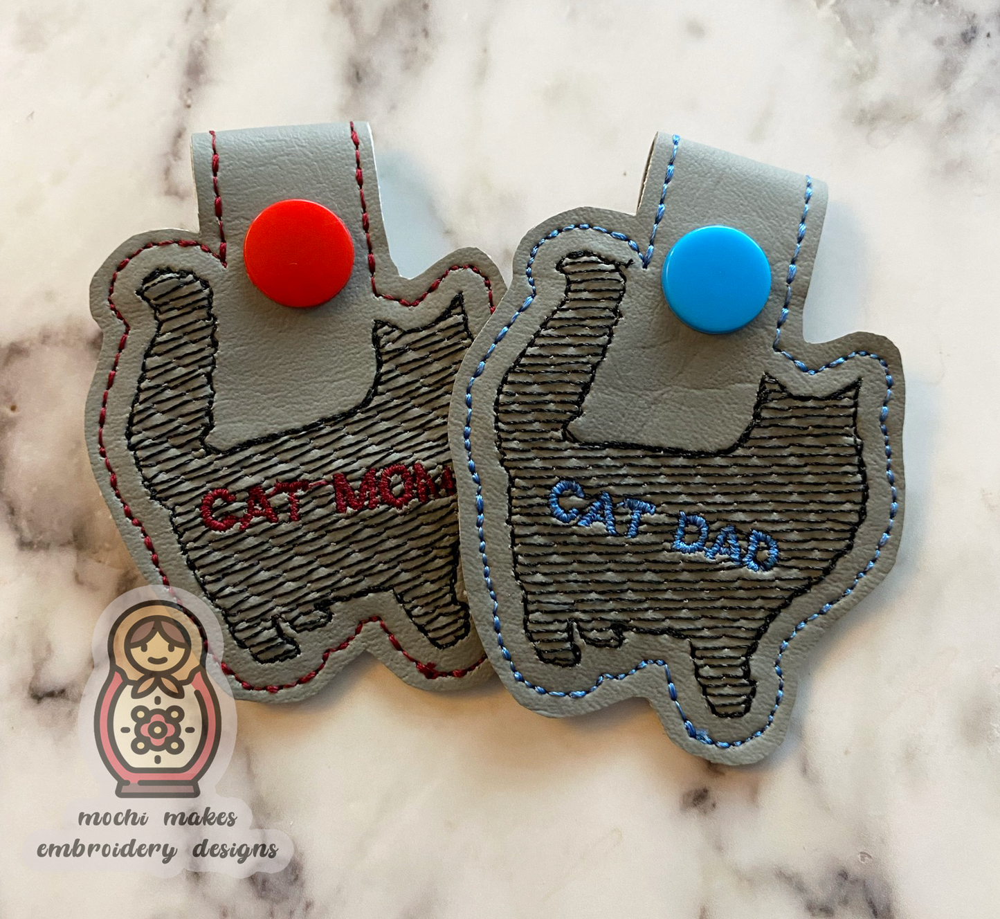Cat Mom / Cat Dad ITH Keychain 4x4 Machine Embroidery Digital Download File
