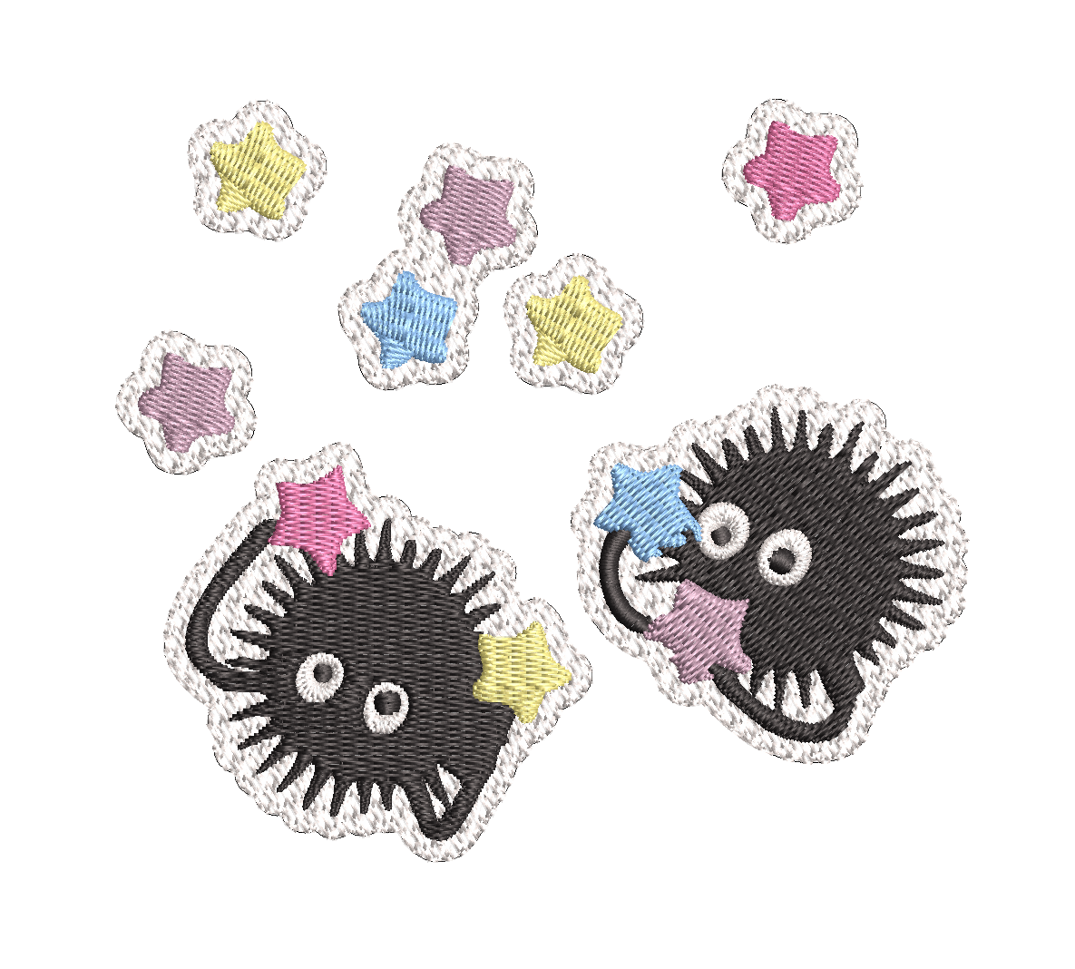 Totoro Dust Sprite with Konpeito Candy Corner #1 Digital Embroidery Design 5x7