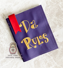 Load image into Gallery viewer, Fairy Parents Da Rules Book ITH Notebook Cover 6x10 Machine Embroidery Digital Download Design File
