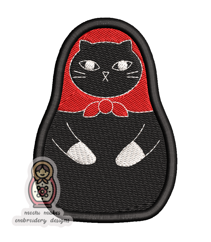Russian Matryoshka Socks Tuxedo Black and White Cat 4x4 Machine Embroidery Digital Download File