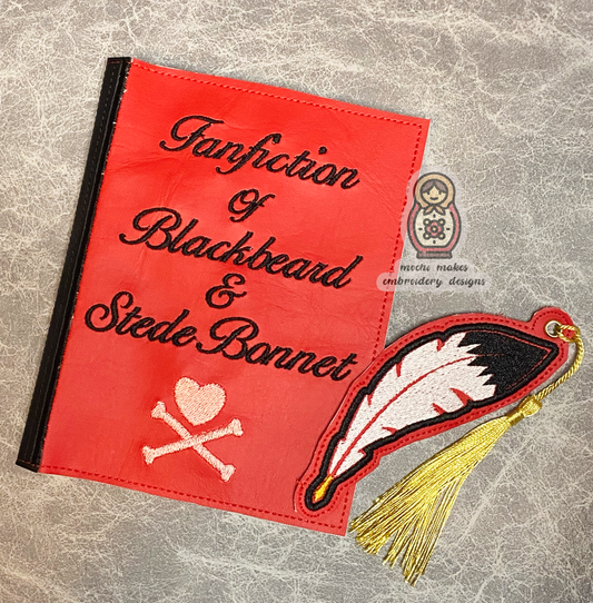 Our Flag Means Death Lucius' Pirate Journal & Feather Quill Keychain ITH A6 Notebook Cover 6x10, ITH Keychain 4x4 Machine Embroidery Digital Download File