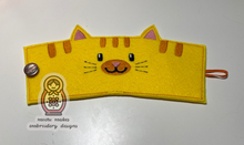 Load image into Gallery viewer, Tabby Cat ITH Coffee Cup Sleeve 6x10 Machine Embroidery Digital Design Download File
