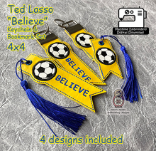 Load image into Gallery viewer, Ted Lasso Soccer Football Sport Sports Roy Kent Jamie Tart Keychain 4x4 Keystrap Digital Download Design File DIY Machine Embroidery ITH
