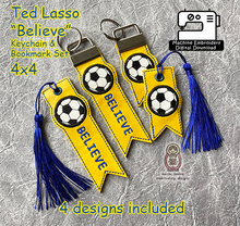 Load image into Gallery viewer, Ted Lasso Soccer Football Sport Sports Roy Kent Jamie Tart Keychain 4x4 Keystrap Digital Download Design File DIY Machine Embroidery ITH

