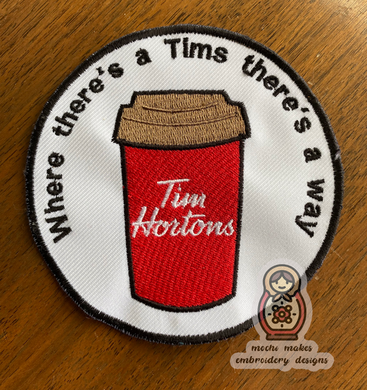Tim Hortons Coffee Cup 4x4, 5x7 Machine Embroidery Digital Download File