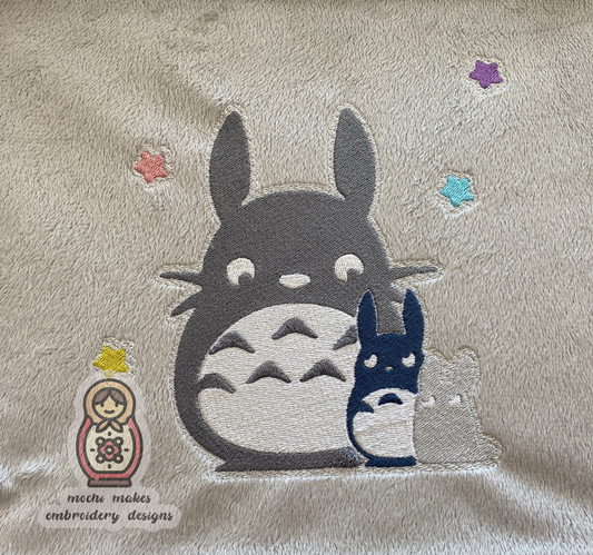 Totoro Family Set of 3 5x7 Machine Embroidery Digital Download File