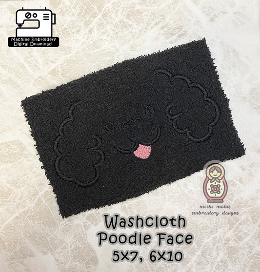 Poodle Dog Breed Face Washcloth 5x7 6x10 Machine Embroidery Digital Download Design File